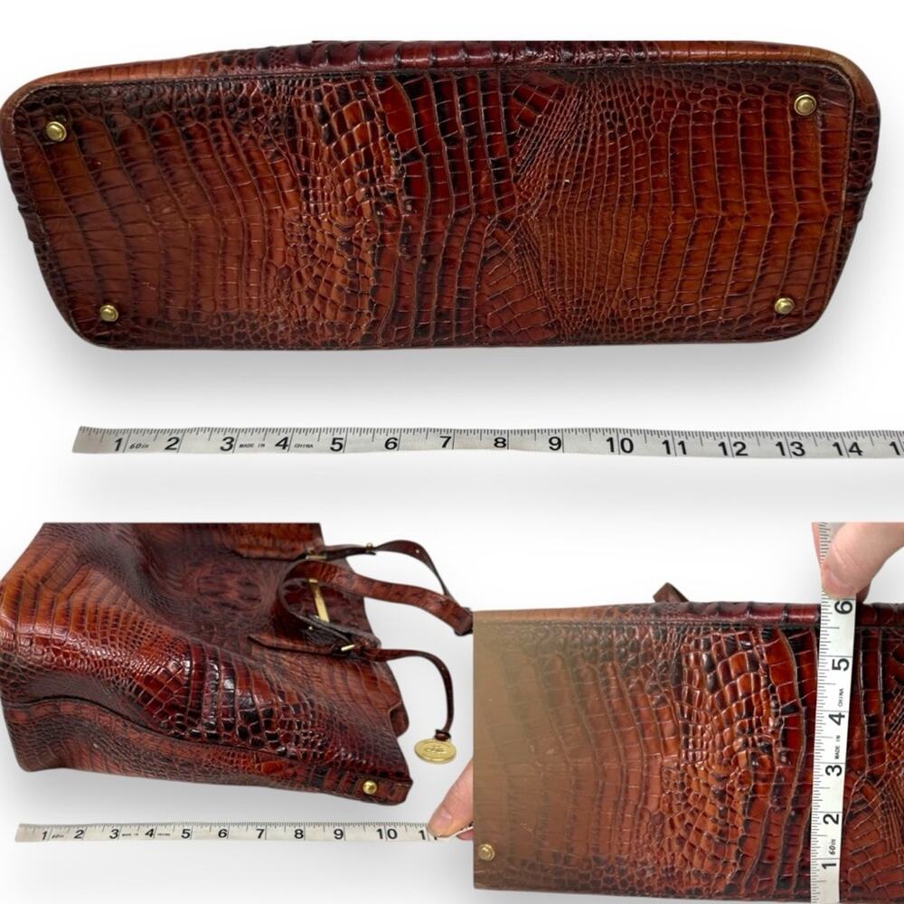 Brahmin Medium Asher Tote Crocodile Embossed Pecan Melbourne Brown - Picture 13 of 13